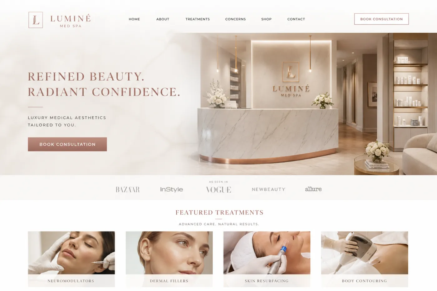 Luminé Med Spa — a Refit website