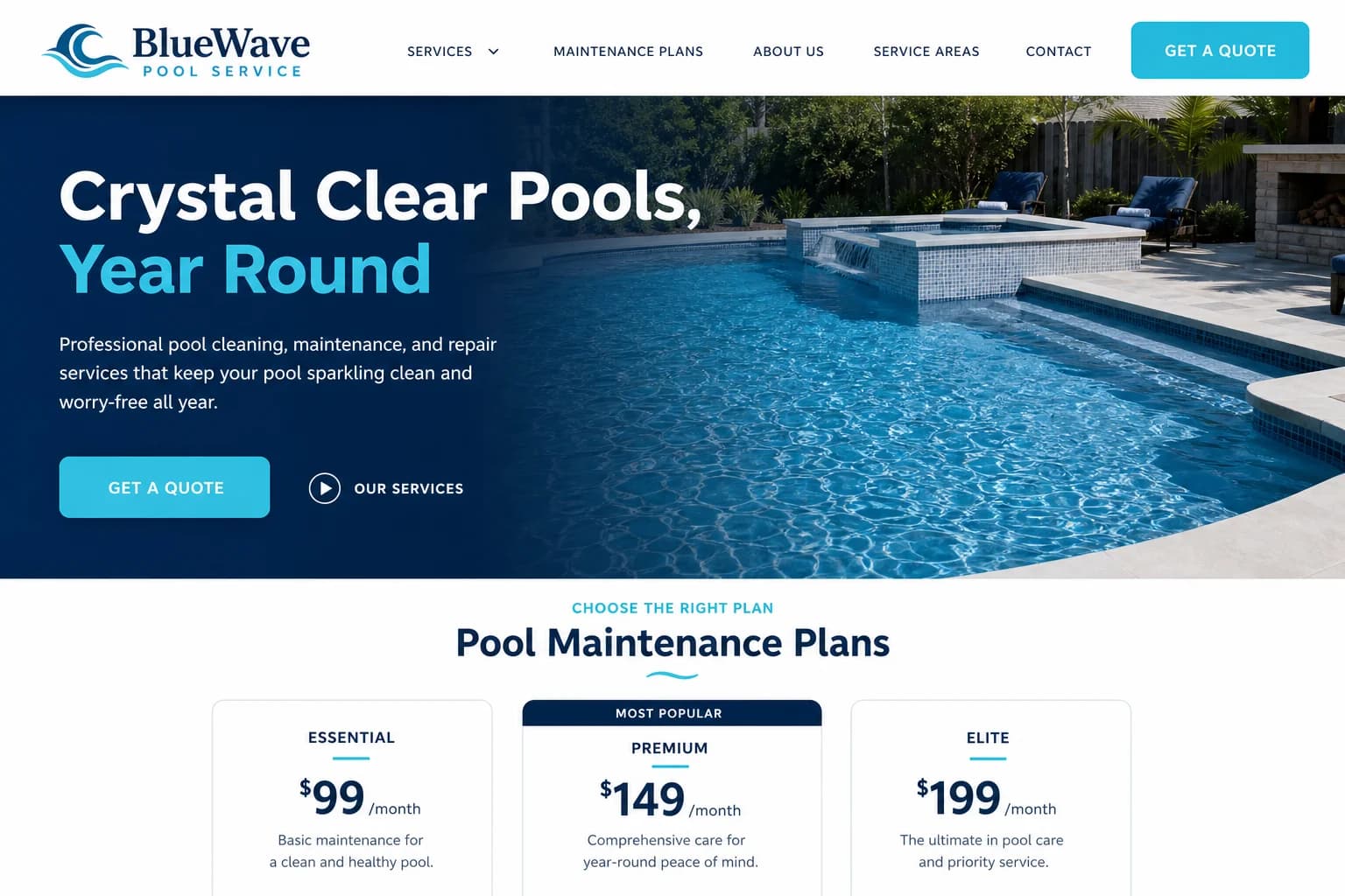 BlueWave Pool Service — a Refit website