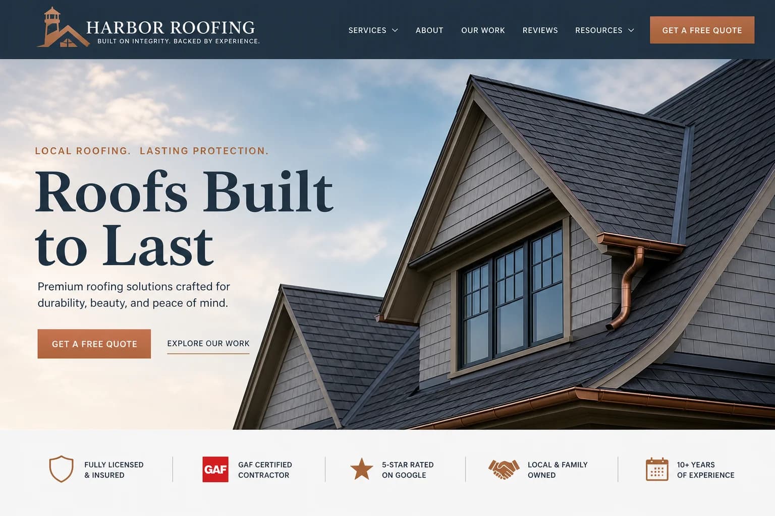 Harbor Roofing — a Refit website
